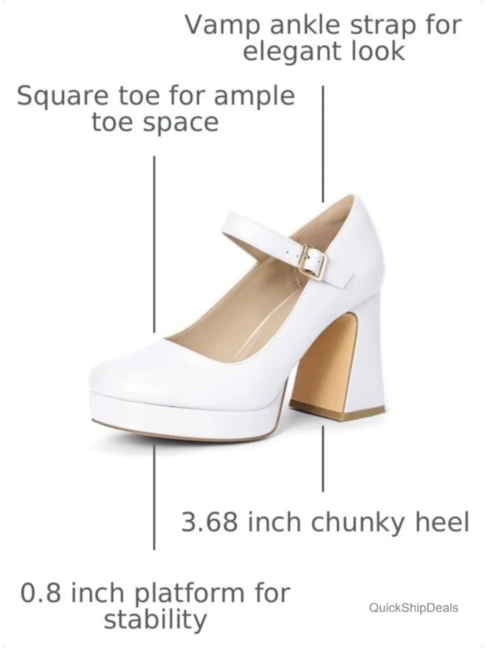 IDIFU Platform Mary Jane Shoes Women's Pumps High Closed Toe Heels